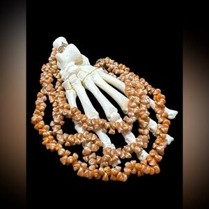 Vintage Triple Strand Orange Tasmanian Maireener Shell Iridescent Necklace 18.5”